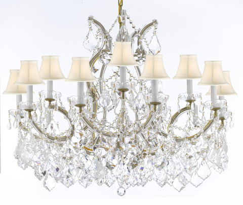 Swarovski Maria Theresa Chandelier Crystal Lighting Chandeliers Lights Fixture Pendant Ceiling Lamp for Dining room Entryway Living room With Large Lux Crystals! H28" X W37" - A83-CG/WHITESHADES/B89/21510/15+1SW